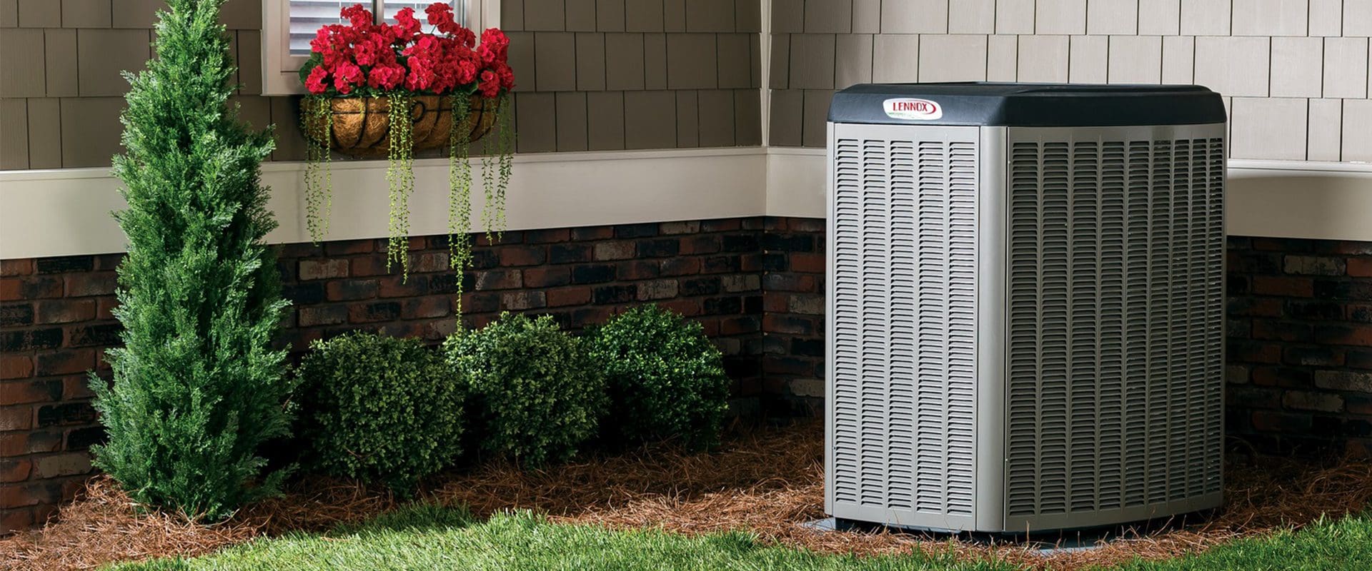 Lennox heating and cooling system outside a residential area