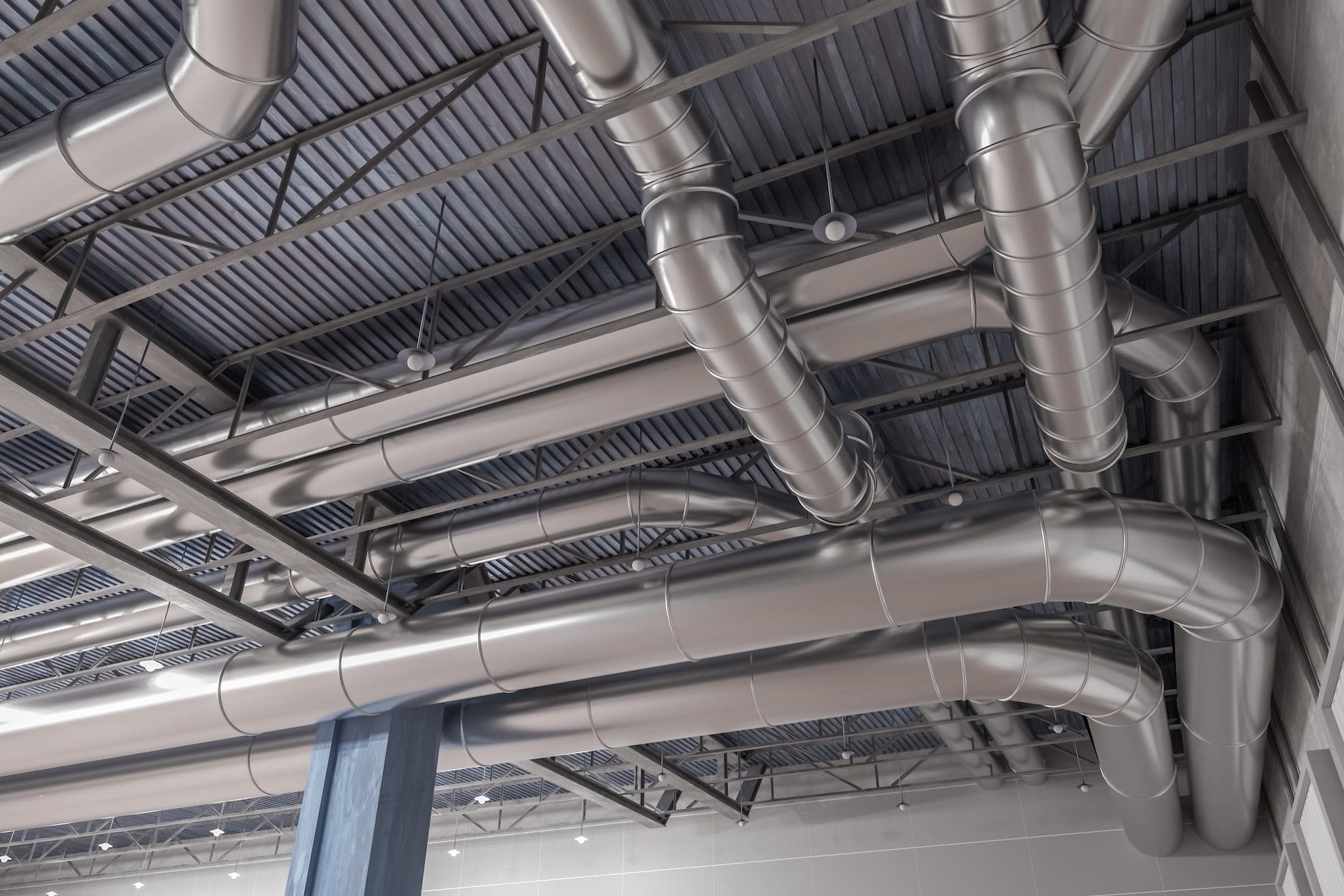 ductwork installed throughout a building